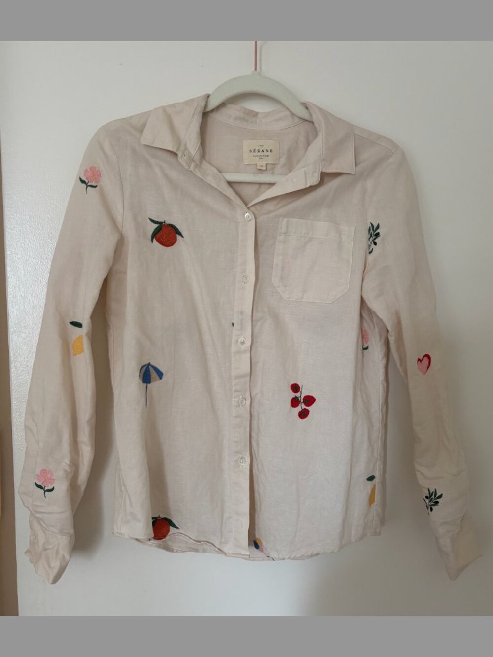 Sezane Embroidered Tomboy Shirt Italie 34 - Picture 4 of 6